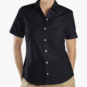 Dickies Womens Short Sleeve Stretch Poplin Shirt black size M
